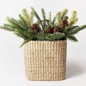New Threshold 15" Artificial Pine Cone Arrangement, Wicker Basket Decor